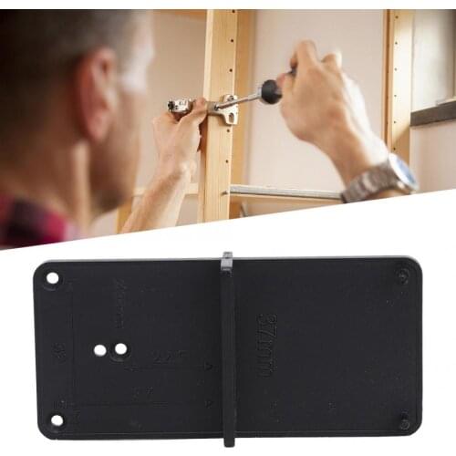Hinge Hole Locator 2 pcs Hinge Hole Locator Drilling Guide Opener Template Woodworking Tool Black 85x40mm Hardware