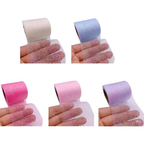 25Yards 6cm Multi Color Iridescent Polka Dot Tulle Roll DIY Table Skirt Colorful Tulle Roll DIY Bows Wedding Decoration