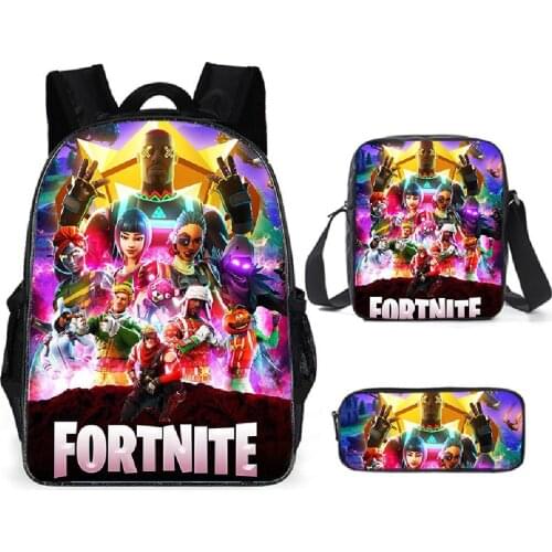 3pcs Hot Fortnites Anime School Bag Set Kids Bagpack Children Backpack shoulder bag Pencil Case Set Mocila Infantil