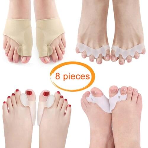4 Pair 8 Pcs Silicone Bunion Corrector Toe Straightener Gel Toe Separators Big Toe Protector Hallux Valgus Correction Toe Spacer