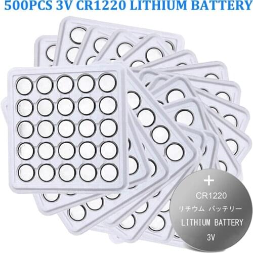 500pcs 3v CR1220 Lithim Li-ion Battery DL1220 BR1220 ECR1220 LM1220 KCR1220 L04 5012LC Button Coin Cell Bateria Replace