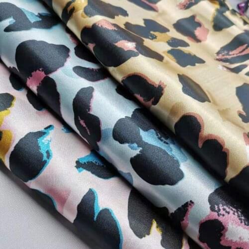 Satin Fabric Tissue Leopard Print Ribbon Material Glossy Charmeuse Polyester