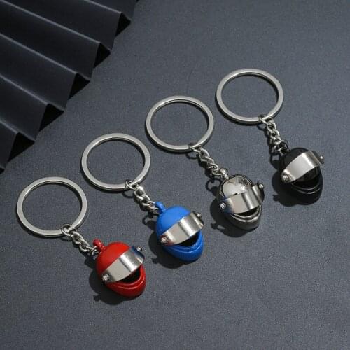 Creative Metal Motorcycle Helmet Keychain Fashion Personality Bag Car Keyring Pendant Friends Couples Gift Jewelry