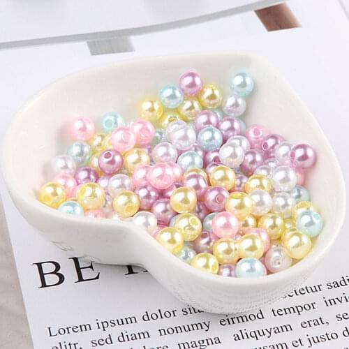 100pcs Mix Color 5mm Hole Plastic Beads Imitation Pearls For Crafts Art Pearl Beaded Jewelry Making Handicrafts Diy Material
