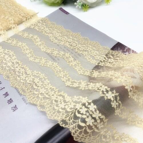 3y/lot Width 15cm Beige Silver Elastic Stretch Lace trim Skirt Hem Underwear Sewing Craft DIY Apparel Fabric Lace Bjd Lingerie