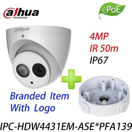 Dahua IPC-HDW4431EM-ASE IR50m eye network camera built-in microphone upgrade IPC-HDW4431EM-AS with logo With Junction Box PFA139