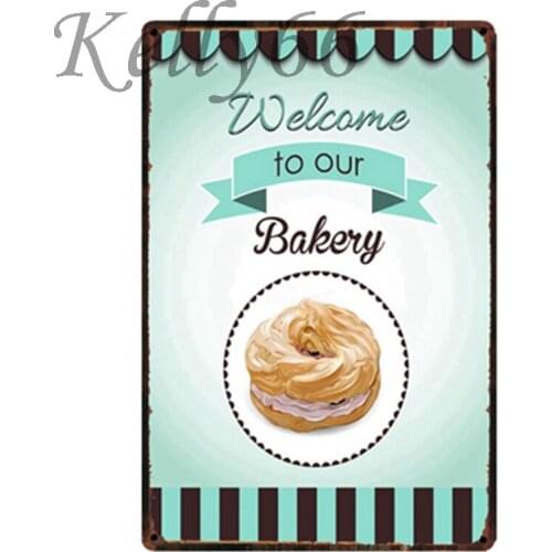 [ Kelly66 ] Welcome To Our Bakery Metal Sign Tin Poster Home Decor Bar Wall Art Painting 20*30 CM Size y-1526