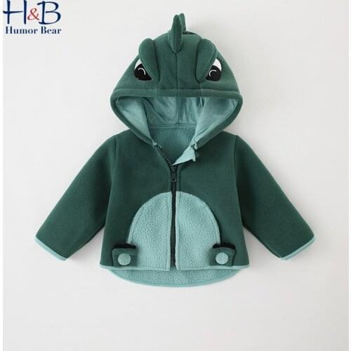 Humor Bear Children Coat 2021 Spring Autumn Long Sleeve Zipper Cartoon Hooded Jacket Toddler Kids Outerwear Clothes for 1-5Y