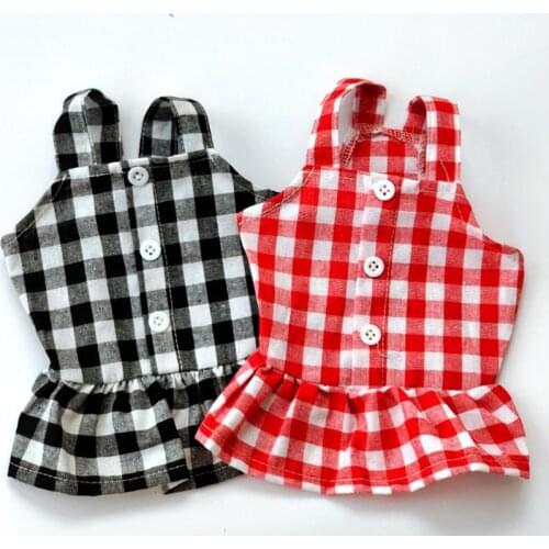 Summer Dog Clothes Cute Plaid Sling Dress Thin Skirt Sunscreen For Small Dog Chihuahua Bichon Poodle Costume Puppy Pet Dresses