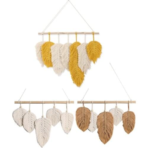 Macrame Leaves Wall Hanging Tapestry Bohemian Dreamcatcher Cotton Handwoven Tapestry For Bedroom Wall Home Nordic Boho Decor