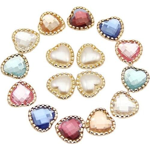 Heart Metal Buttons 5pcs/lot 17mm Heart Crystal Flatback Button Accessories Ribbon Card Holiday Party Decoration