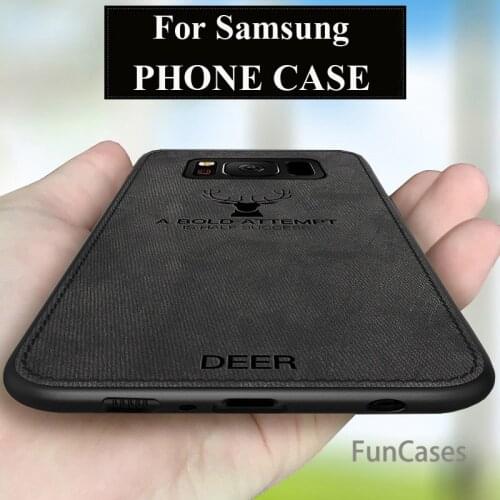 Soft TPU edge Canvas Embossed Deer Phone Case For Samsung S8 S9 Plus S7 Edge Note 8 9 A6 A8 Plus 2018 J3 J5 J7 Pro J6 Case Cover