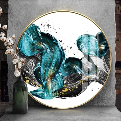 Wall Art Pictures HD Prints Abstract Blue Black Gold Poster Round Home Decor Canvas Paintings Modular No Frame For Living Room
