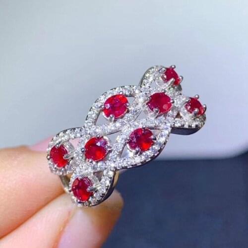 Natural Real Ruby or Emerald Ring Per Jewelry 925 Sterling Silver Gemstone Fine Jewelry for Women 4mm*3mm
