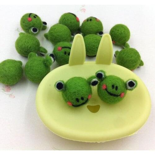 Newest 10PCs 30MM 3D Cute Animal Frog Head Wool Felt Craft Dolls Handmade DIY Jewelry Ornament Accessories Hair Elastic Band