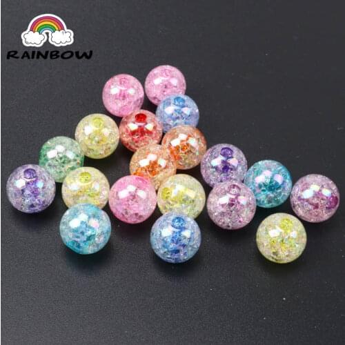 New Arrivals Mixed AB Transparent Crackle Round Shape Beads Acrylic Material Spacer Ball Beads For Jewelry Making 14 16 18 20mm