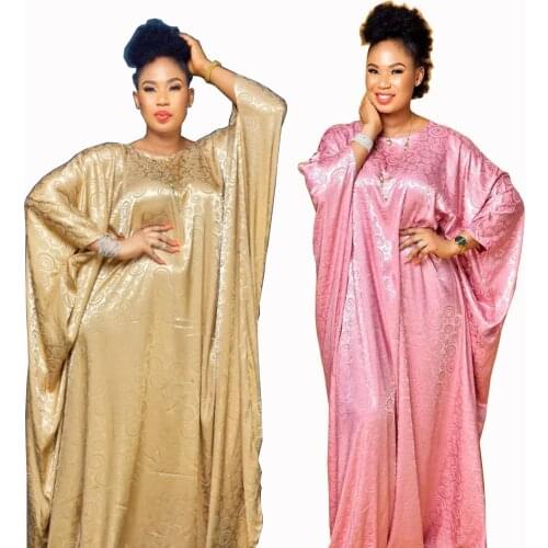 New style African Dashiki Fashion Silk jacquard fabric abaya Loose Long dress and belt free size length 150cm