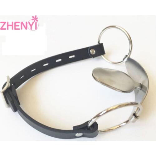 New 304 Stainless Steel Tongue Flail Mouth Gag Leather Harness Bondage Restraints Adult Games Slave BDSM Fetish Couples Sex Toys