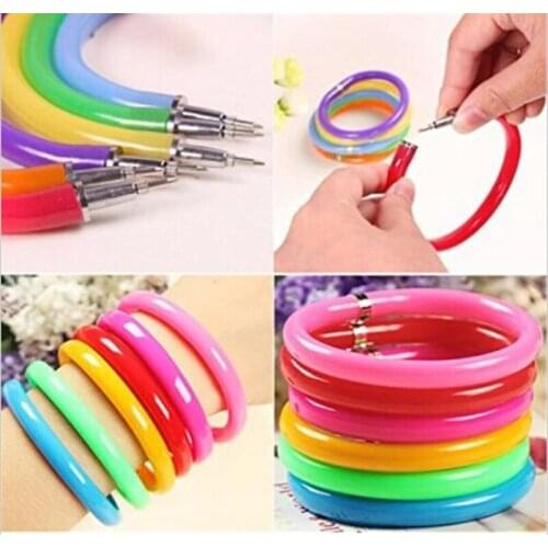Wholesale 20 pcs/lot Cute Flexible Bracelet Shape 23 cm Ballpoint Pen Plastic Ball Pen Korean Stationery Creative Gift