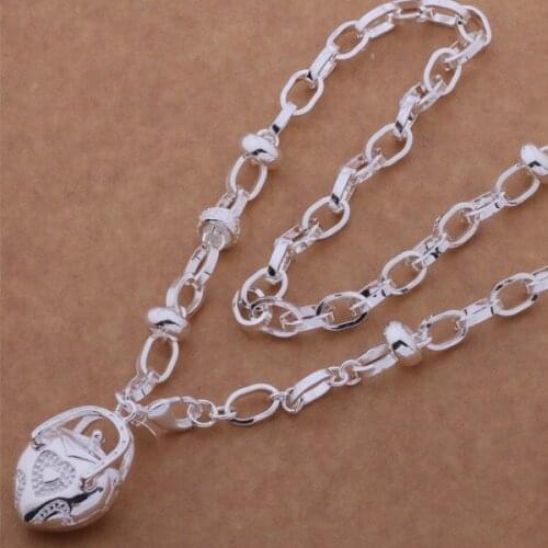 925 sterling silver Necklace, 925 silver fashion jewelry Heart lock TO twist necklace /ddfaluma bqtakiaa AN628