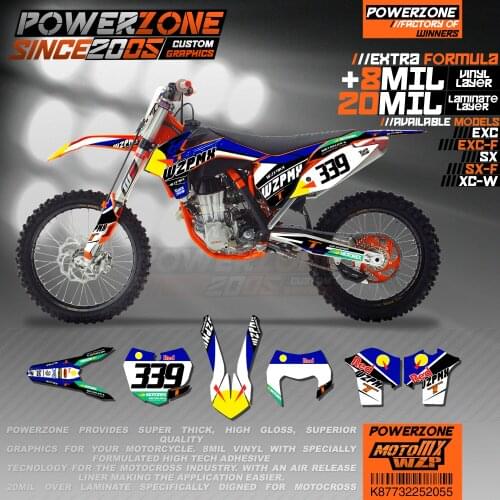 PowerZone Custom Team Graphics Backgrounds Decals 3M Stickers Kit For KTM SX SXF MX EXC XCW Enduro 125cc to 500cc 2011-2016 055