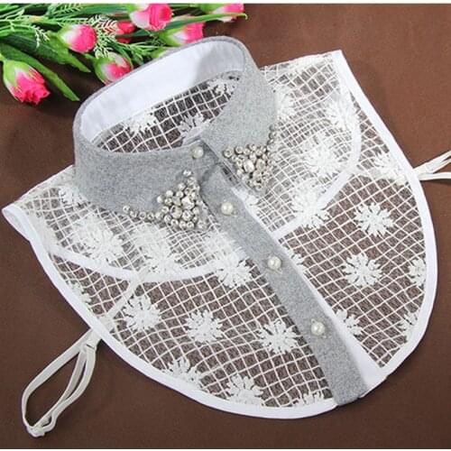Europe fake collar temperament embroidery gem decoration commuter sexy Fake Art Fake sweater Peter pan Detachable Collar