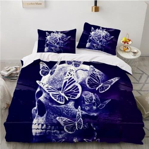 Bed Linen Bedding Sets euro/Double/family sets/2.0/Queen/King Bedspread For Home Bed Sheet Pillowcase 50*70 Skull butterfly