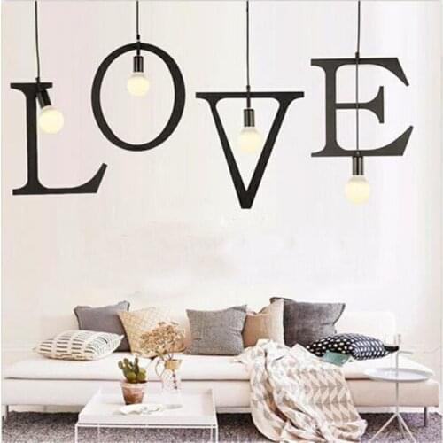 Romantic LOVE DIY American Country Style Iron Letter Pendant Light Hanging Customsized Lamp Restaurant Bar Cafe Indoor Decor