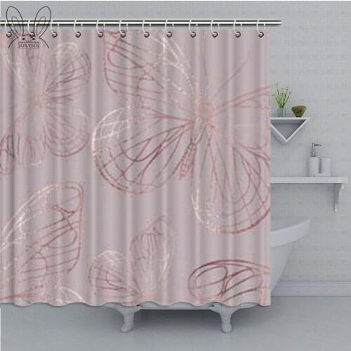 Rose Gold Butterfly Shower Curtain Waterproof Eco-friend Pattern Quick-drying Printing Purity For Bathroom Washroom Home Decor