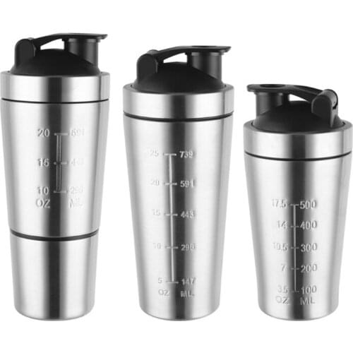H55A Stainless Steel Shaker Bottle Whey Protein Powder Mixing Bottles Sport Water Cup
