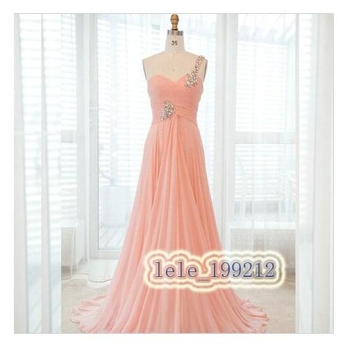 ドレス real photo free shipping 2021 hot seller New design Long One Shoulder custom crystal beading chiffon Bridesmaid Dresses