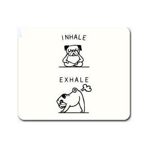 [blue] light gray funny illustration Dog Round Square Decorative Mouse Pad ins pug dog practicing Qigong
