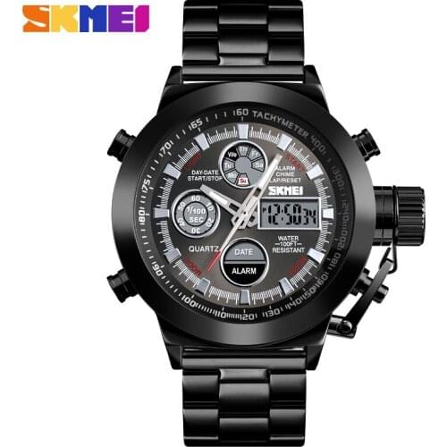 SKMEI Mens Sport Watches Luminous Waterproof Digital Quartz Watch Men Fashion Stainless Steel Military LED Wristwatch Male Clock