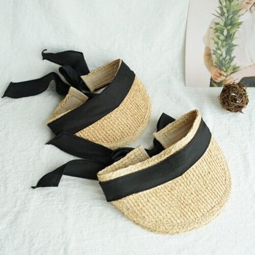 2019 New hot fashion shade Raffia straw empty top beach hats female summer bow sunscreen folding women Parent-child sun hat