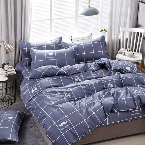 Grey White Heart Pattern Modern Comforter Bedding Set Plaid Luxury Fashion King Queen Twin Size Bed Linen Duvet Cover Sets Gift