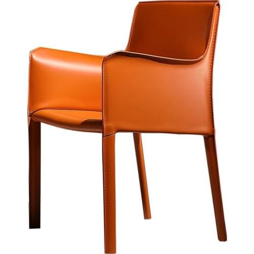 Modern minimalist sales office negotiation table and chair makeup chair book chair home chair saddle leather dining chair