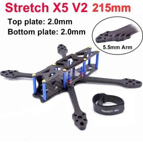 Stretch X5 V2 215 215mm Freestyle FPV Racing Quadcopter Frame Kit 5.5mm Arm Upgrade Johnny 220mm 220 for 5inch Prop 22XX Motor