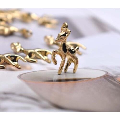 High-quality Metal Alloy Gold 3D Cute Deer Fawn Charms Pendants For Jewelry Making Findings DIY Necklace Bracelet Accessaries