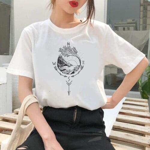 2020 NEW T-shirt T-shirt ladies Harajuku short-sleeved Flower Earrings printed T-shirt Dreamcatcher casual O-neck top shirt