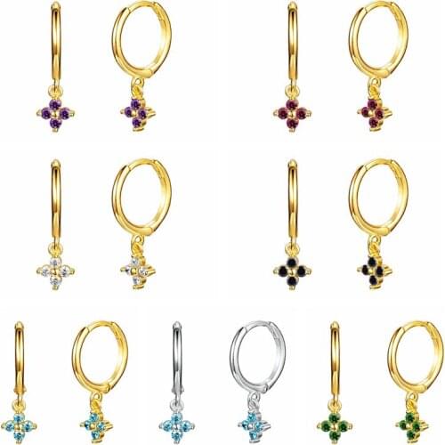 925 Silver Ear Buckle Luxury Drop Hoop Earrings for Women Colorful Crystal Earrings Engagement Party Gift Charm Fine Jewelry