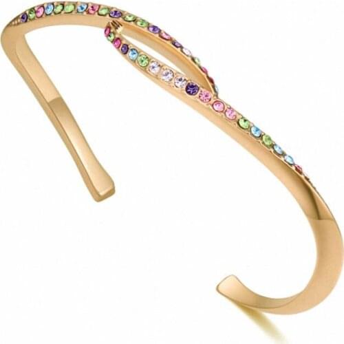 TRACYSWING Element Austrian Crystals jewelry Champagne gold Color Fashion bangle for women Brand new sale Vintage Th-130538