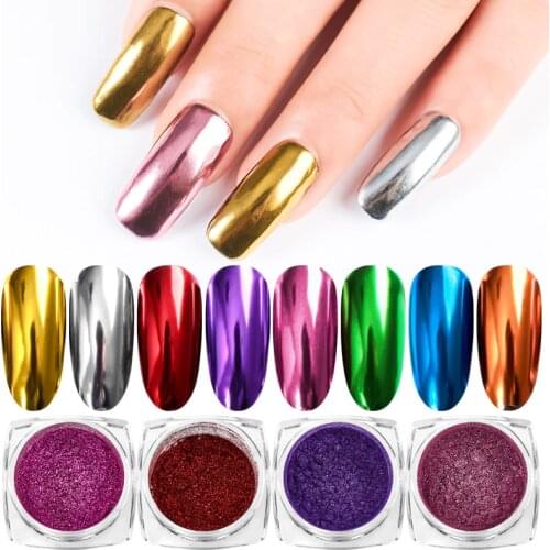 0.5g Super Shine Nail Glitters Mirror Titanium Powder Rose Gold Silver Metallic Manicure Nail Art Chrome Dust Decoration