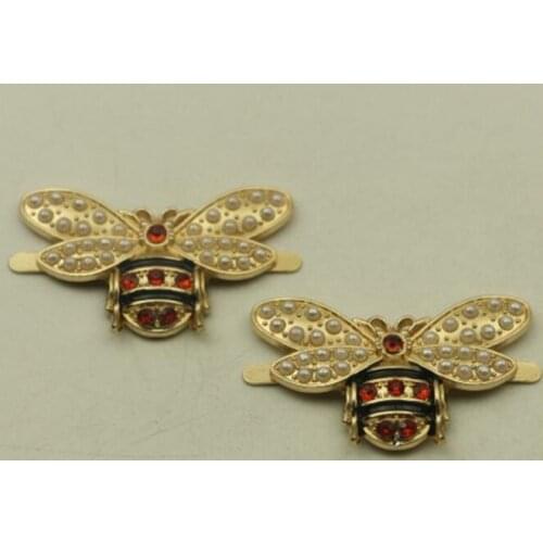 10 pieces/lot) wholesale handbag clothing shoes hardware accessories diamond pearl bee shape decorative button