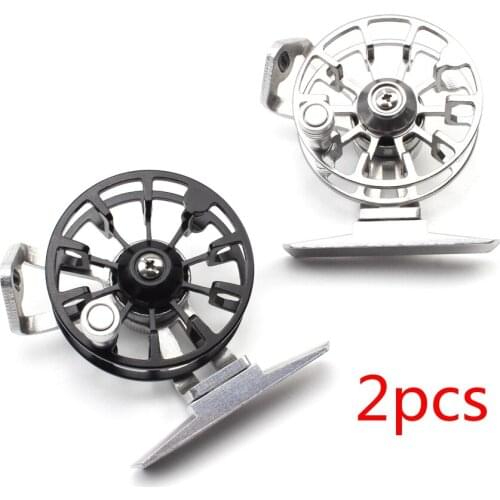 2pcs Ultralight Ice Fishing Reel Mini Pole Line Winder Rods Former Rafting Shrimp Fishing Wheel Metal Portable Fishing Tackle