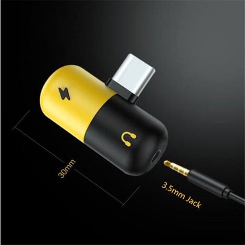 2 In 1 USB-C Earphone Splitter Cable Music Type-C USB Type C to 3.5mm Jack Headphone Aux Converter Adapter Charger Audio Dual
