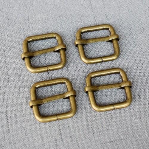 20 Pieces 20mm Antique Brass Metal Slides Tri-Glides Wire-Formed Roller Pin Buckles Strap Slider Adjuster Buckles