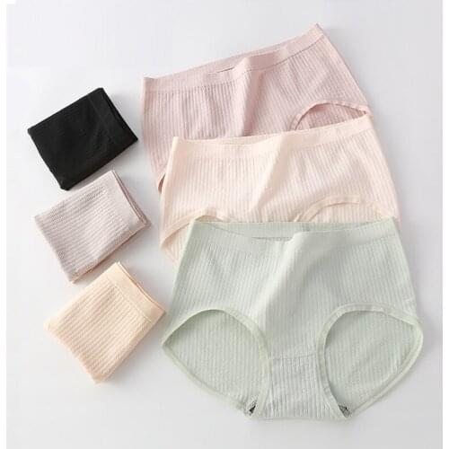 3PCS/lot Cotton Panties Women Comfortable Underwears Sexy Middle-Waisted Underpants Female Lingerie Graphene Ladies Briefs