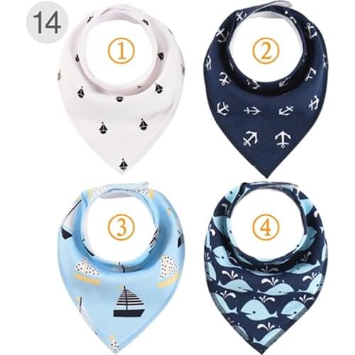 4pcs/Lot Infant Bibs Newborn Cotton Feeding Burp Cloths Toddler Boy Girl Saliva Towels Scarf Bandana Cartoon Baby Accessories