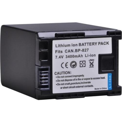 1pc 3400mAh BP-827 BP 827 Camera Battery for Canon BP-819 BP-807 BP-809 HG31 XA10 HF20 HF10 HF100 HF100E HF11 HG20 HG21 HFS100