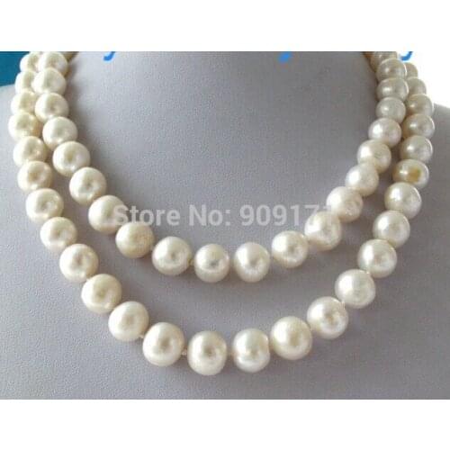 Free Shipping2 LEFT 9-10mm Round White Freshwater Pearl Necklace GP 32"